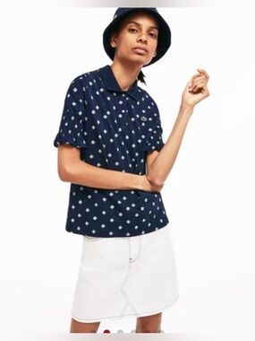 Lacoste L!VE Women's Slim Fit Print Polo Size M